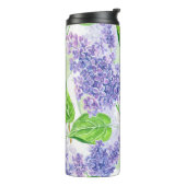 Waterverf lila bloemen thermosbeker (Gedraaid links)