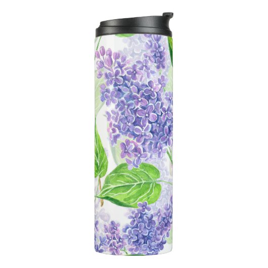 Waterverf lila bloemen thermosbeker (Gedraaid links)