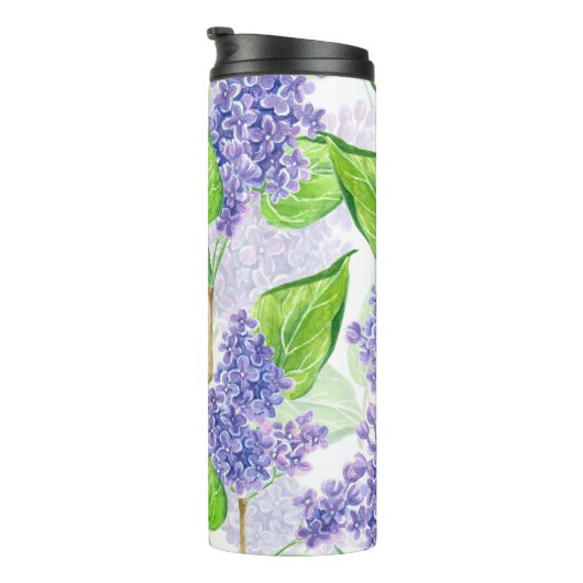 Waterverf lila bloemen thermosbeker (Geroteerd rechts)