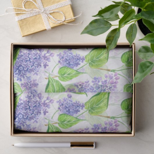 Waterverf lila bloemen tissuepapier (Geschenk)