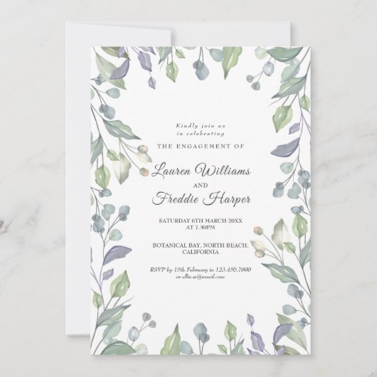 Waterverf Lila Bloemengroen Huwelijksaanzoek Kaart (Voorkant)