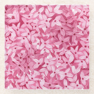 Waterverf lila bloemetjes: roze bloemachtergrond glazen onderzetter