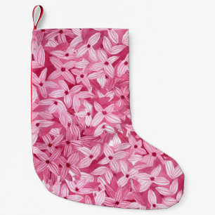 Waterverf lila bloemetjes: roze bloemachtergrond kleine kerstsok