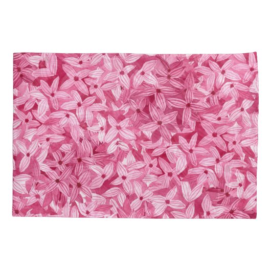 Waterverf lila bloemetjes: roze bloemachtergrond kussensloop (Achterkant)