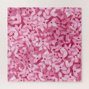 Waterverf lila bloemetjes: roze bloemachtergrond legpuzzel
