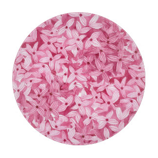 Waterverf lila bloemetjes: roze bloemachtergrond snijplank