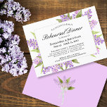 Waterverf Lila Bouquet Wedding Rehearsal Dinner Kaart<br><div class="desc">Deze mooie uitnodiging voor een repetitief diner bevat een heleboel handbeschilderde waterverf lilacs op een witte achtergrond met groene bladeren en bladeren die verspreid over elkaar zijn. Het heeft ruimte voor alle informatie over zowel de repetitie als het diner om je bruiloft op de hoogte te houden.</div>