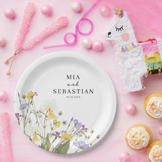 Waterverf Lila bruiloft Papieren Bordje (Feest)