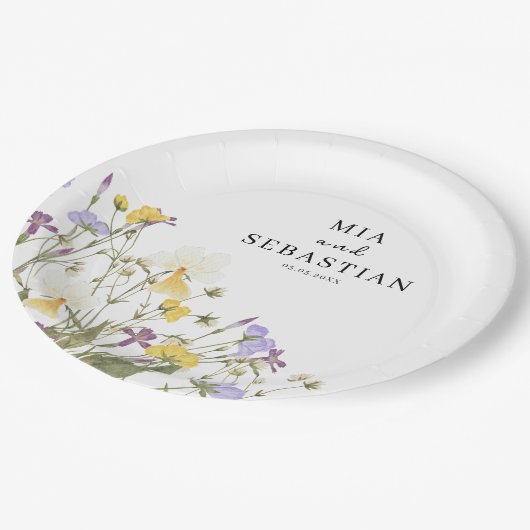 Waterverf Lila bruiloft Papieren Bordje (Gekanteld)