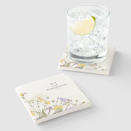 Waterverf Lila bruiloft Stenen Onderzetter (Zijkant)