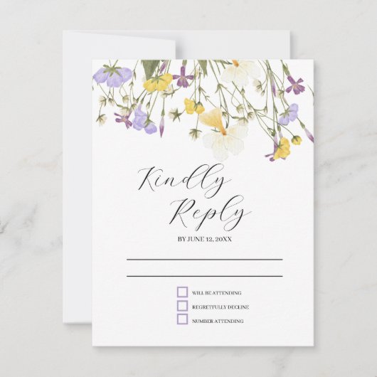 Waterverf Lila Collectie bruiloft RSVP Kaartje (Voorkant)