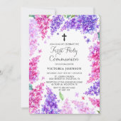 Waterverf Lila Eerste Heilige Communie Wreath Kaart (Voorkant)