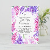 Waterverf Lila Eerste Heilige Communie Wreath Kaart (Staand voorkant)