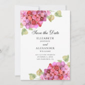 Waterverf lila. Fuchsia bloemen. Roze floraal Save The Date (Voorkant)