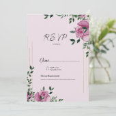 Waterverf lila groen goud roos floraal RSVP Kaart (Staand voorkant)