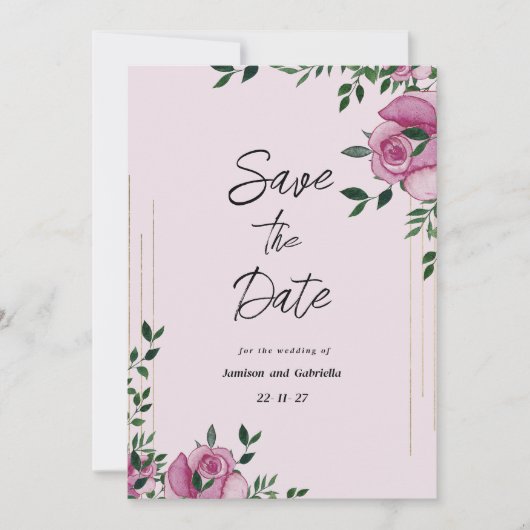 Waterverf lila groen gouden bloemige Bewaar de Dat Kaart (Voorkant)