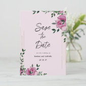 Waterverf lila groen gouden bloemige Bewaar de Dat Kaart (Staand voorkant)