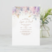 Waterverf Lila huwelijksuitnodiging Kaart (Staand voorkant)