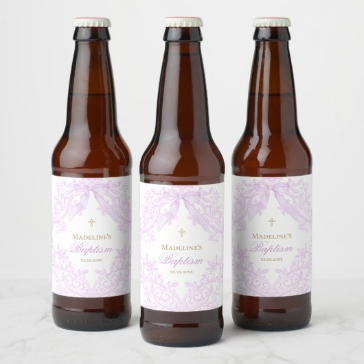waterverf lila paars Doop Bier Etiket (Flessen)
