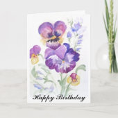 Waterverf lila paniekjes Birthday Kaart (Voorkant)
