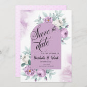 Waterverf Lila Rozen Polka Dots Save the Date (Voorkant / Achterkant)