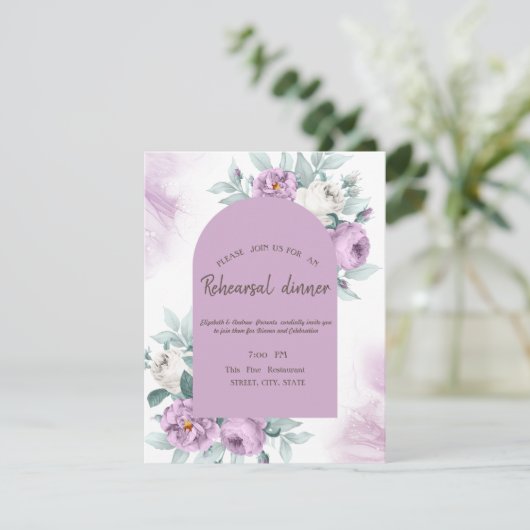 Waterverf Lila Rozen Stippen Kaart (Staand voorkant)