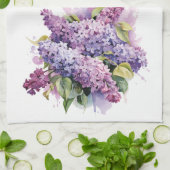 Waterverf Lila Tuin Bloemboeket Bloemen Theedoek (Gevouwen)