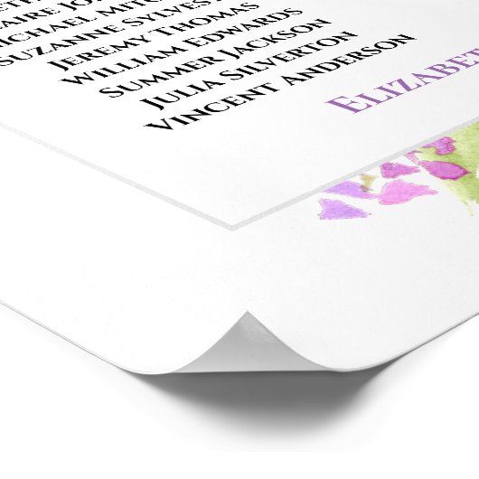 Waterverf Lilacs 4 Table Wedding Seating Chart Poster (Hoek)