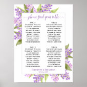Waterverf Lilacs 4 Table Wedding Seating Chart Poster (Voorkant)