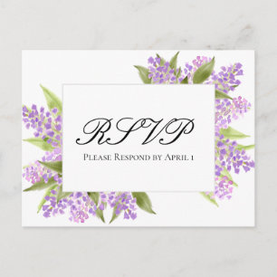 Waterverf Lilacs Boeket Elegant Bruiloft RSVP Briefkaart