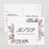 Waterverf Lilacs Boeket Elegant Bruiloft RSVP Briefkaart (Voorkant / Achterkant)