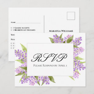 Waterverf Lilacs Boeket Elegant Bruiloft RSVP Briefkaart