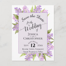 Waterverf Lilacs Bruiloft Save the Date Lavendel Aankondigingskaart