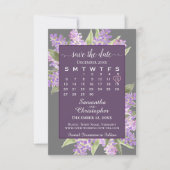Waterverf Lilacs & Calendar Dusty Paars Wedding Save The Date (Voorkant)