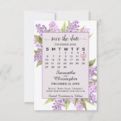 Waterverf Lilacs & Calendar Lavender Boho Wedding Save The Date (Voorkant)