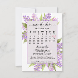 Waterverf Lilacs & Calendar Lavender Boho Wedding Save The Date