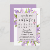 Waterverf Lilacs & Calendar Lavender Boho Wedding Save The Date (Voorkant / Achterkant)
