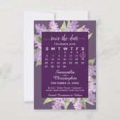 Waterverf Lilacs & Calendar Plum Paars Wedding Save The Date (Voorkant)