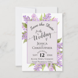 Waterverf Lilacs & Calligraphy Lavender Wedding Save The Date
