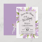 Waterverf Lilacs & Calligraphy Lavender Wedding Save The Date (Voorkant / Achterkant)