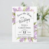 Waterverf Lilacs & Calligraphy Simple Wedding Save The Date (Staand voorkant)