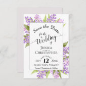Waterverf Lilacs & Calligraphy Simple Wedding Save The Date (Voorkant / Achterkant)