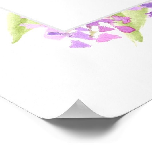 Waterverf Lilacs Elegant Bruiloft Welkomstbord Poster (Hoek)