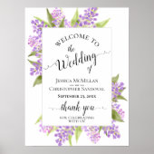 Waterverf Lilacs Elegant Bruiloft Welkomstbord Poster (Voorkant)