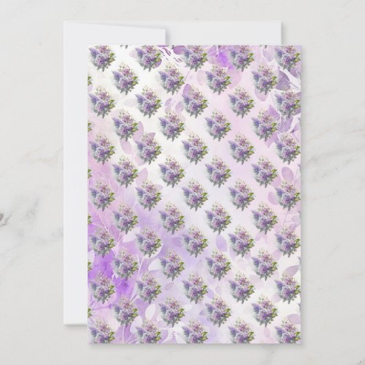 Waterverf Lilacs en Hydrangea Bloemenblanco Kaart (Achterkant)