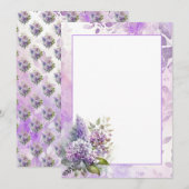 Waterverf Lilacs en Hydrangea Bloemenblanco Kaart (Voorkant / Achterkant)