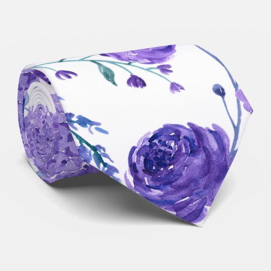 Waterverf Lilacs en Rozen Stropdas (Opgerold)