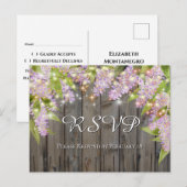 Waterverf Lilacs Met Hout & Lichten Bruiloft RSVP Briefkaart (Voorkant / Achterkant)
