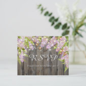 Waterverf Lilacs Met Hout & Lichten Bruiloft RSVP Briefkaart (Staand voorkant)