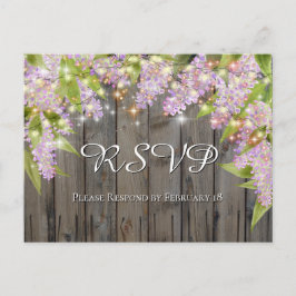 Waterverf Lilacs Met Hout & Lichten Bruiloft RSVP Briefkaart